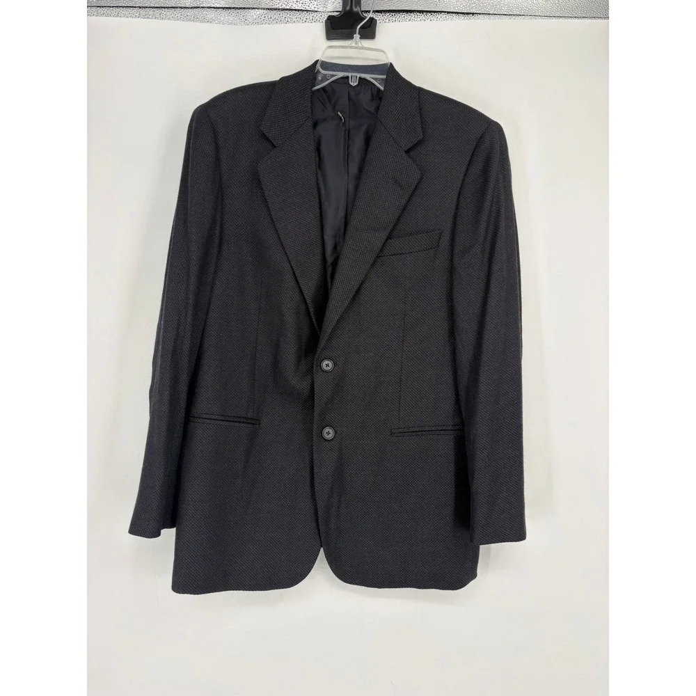 Giorgio Armani Blazer Mens 48 Black Label Virgin Wool Blend Textured Italy